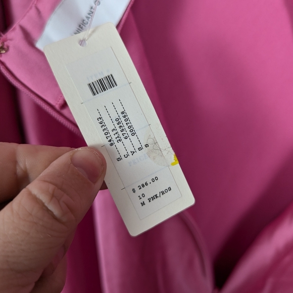 NWT Significant Other Medium Pink Demi Backless Long-Sleeve Column Gown - Picture 9 of 10